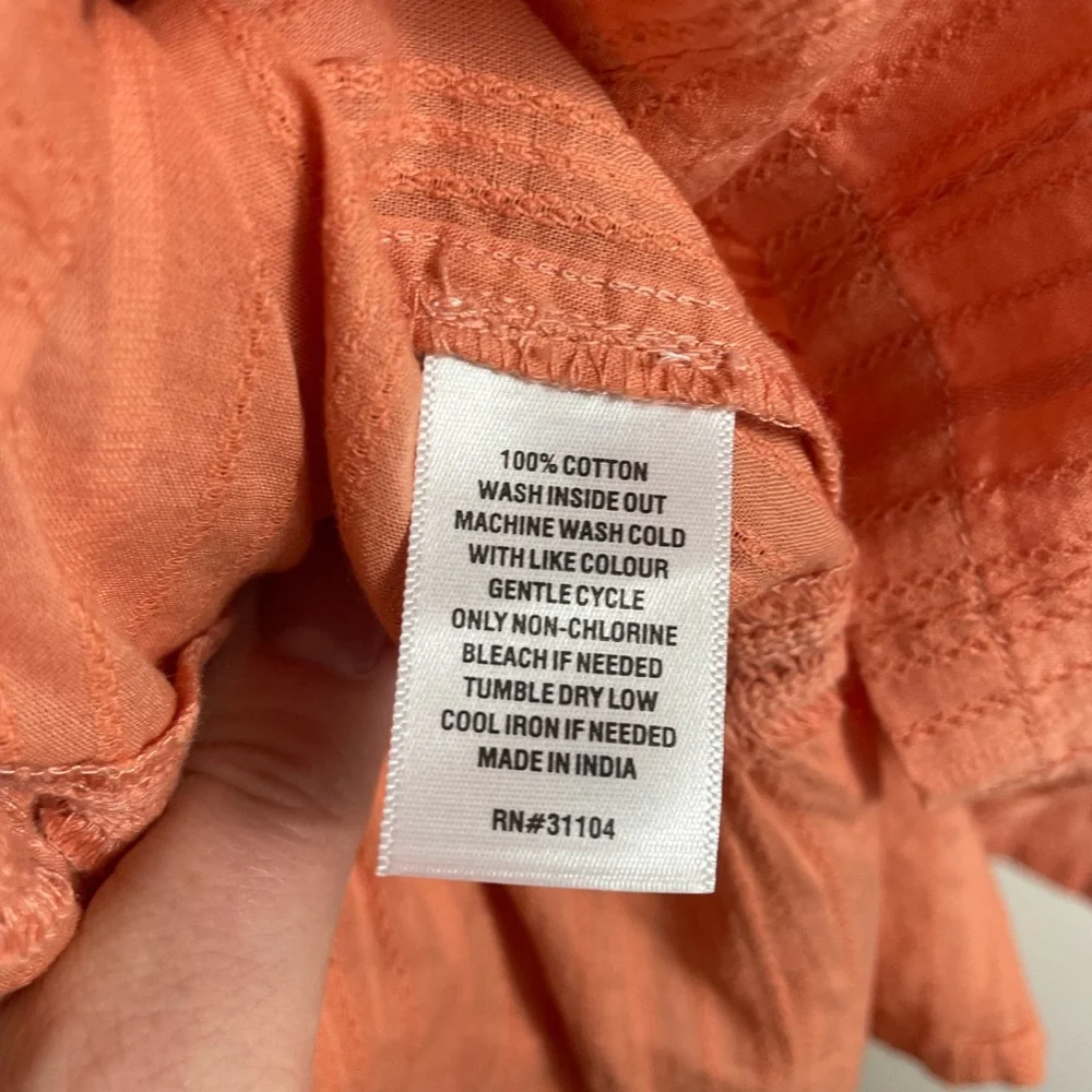 NWT Wonderly Rally June Button-Down 100% Cotton Short Sleeve Top in Peach Sz 1x